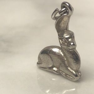 Deer fawn sterling silver vintage pendant bracelet charm